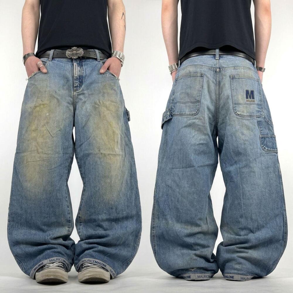 Vintage y2k grunge archive carpenter baggy wide leg faded rare jeans